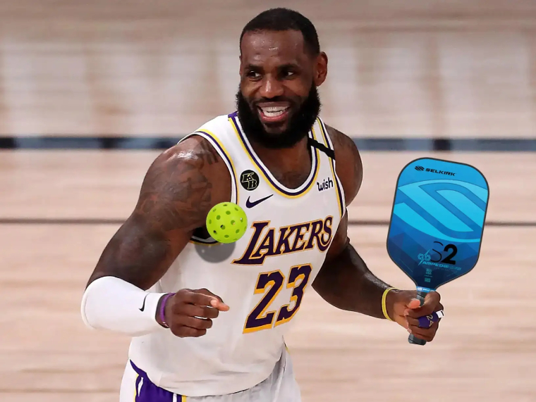 Lebron James with a pickleball paddle