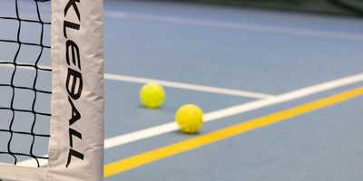 Pickleball court lines and net